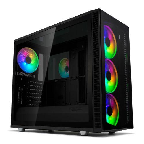 Fractal Design Define S2 Vision RGB Gaming Case w/ Dark Tint Glass Windows, E-ATX, ARGB Strip, 4 ARGB Fans, RGB Controller, Fan Hub, USB-C-Cases-Gigante Computers