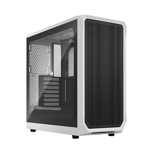 Fractal Design Focus 2 (White TG) Gaming Case, Clear Window, ATX, 2 Fans, Mesh Front, Innovative Shroud System-Cases-Gigante Computers