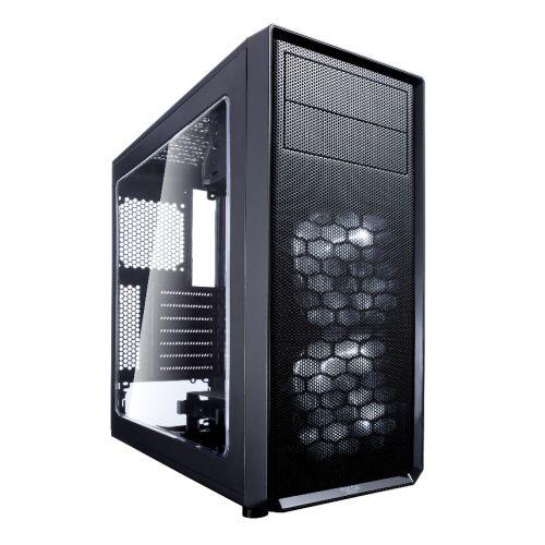 Fractal Design Focus G (Black) Gaming Case w/ Clear Window, ATX, 2 White LED Fans, Kensington Bracket, Filtered Front, Top & Base Air Intakes-Cases-Gigante Computers