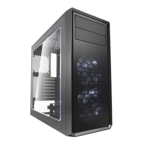 Fractal Design Focus G (Gunmetal) Gaming Case w/ Clear Window, ATX, 2 White LED Fans, Kensington Bracket, Filtered Front, Top & Base Air Intakes-Cases-Gigante Computers