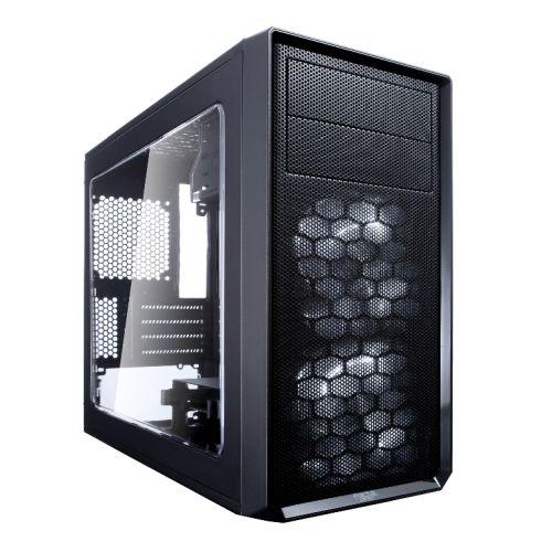 Fractal Design Focus G Mini (Black) Gaming Case w/ Clear Window, Micro ATX, 2 White LED Fans, Kensington Bracket, Filtered Front, Top & Base Air Intakes-Cases-Gigante Computers