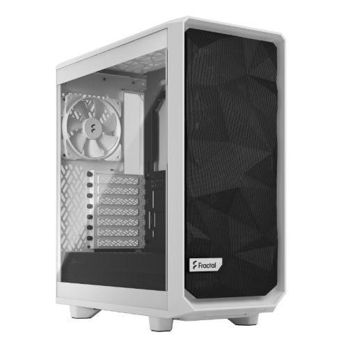 Fractal Design Meshify 2 Compact Lite (White TG) Gaming Case w/ Clear Glass Window, ATX, Angular Mesh Front, 3 Fans-Cases-Gigante Computers