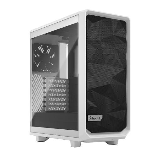 Fractal Design Meshify 2 Compact (White TG) Gaming Case w/ Clear Glass Window, ATX, Angular Mesh Front, 3 Fans, Detachable Front Filter, USB-C-Cases-Gigante Computers