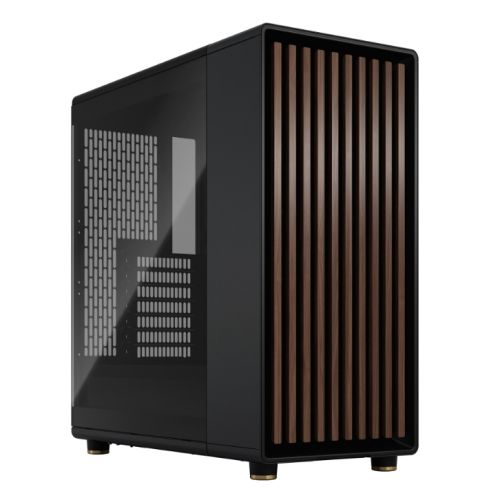 Fractal Design North Charcoal Black (TG Dark) Case w/ Dark Tint Glass Window, ATX, 2 Fans, USB-C, Walnut Front-Cases-Gigante Computers