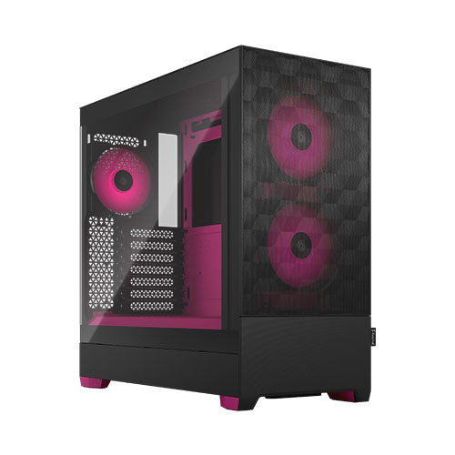 Fractal Design Pop Air RGB (Magenta Core TG) Gaming Case w/ Clear Glass Window, ATX, Hexagonal Mesh Front, Magenta Interior/Accents, 3 RGB Fans & ARGB Controller-Cases-Gigante Computers