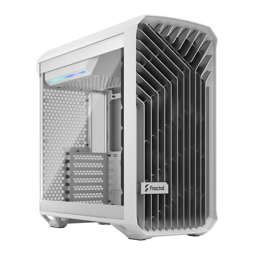 Fractal Design Torrent Compact (White TG) Gaming Case w/ Clear Glass Window, ATX/SSI-EEB, 2 Fans, Fan Hub, RGB Strip on PSU Shroud, Front Grille, USB-C-Cases-Gigante Computers