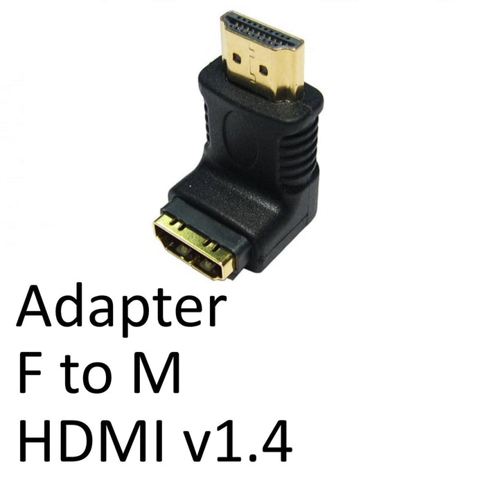 HDMI 1.4 (F) to HDMI 1.4 (M) Black OEM Right Angled Adapter-Monitor Cables-Gigante Computers