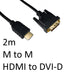 HDMI 1.4 (M) to DVI-D (M) 2m Black OEM Display Cable-Monitor Cables-Gigante Computers