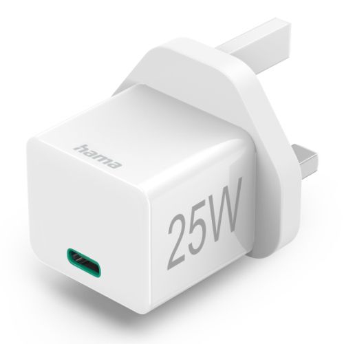 Hama 3-pin Plug USB-C Charger, Power Delivery (PD) / Qualcomm Quick Charge 2.0/3.0, 25W-Powerbanks / Chargers-Gigante Computers