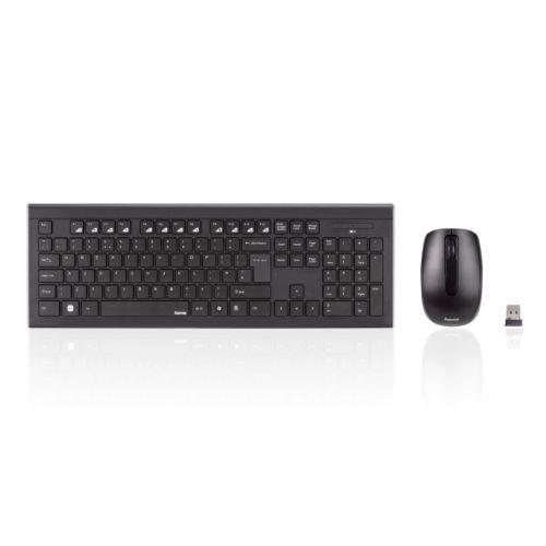 Hama Cortino Wireless Keyboard and Mouse Desktop Kit, Soft Touch Keys, 12 Media Keys, Up to 1600 DPI Mouse-Keyboard & Mouse Kits-Gigante Computers
