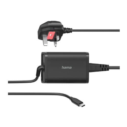 Hama Universal USB-C Notebook PSU, Power Delivery (PD), 5-20V/65W, Auto Select, Hook & Cable Tie-Laptop Power Supplies-Gigante Computers