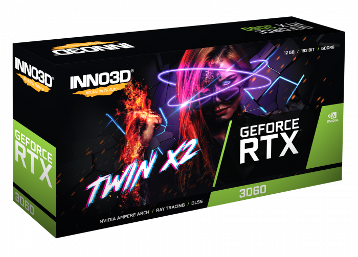 Inno3D Nvidia GeForce RTX 3060 TWIN X2 LHR 12GB GDDR6 Graphics Card-Graphics Cards-Gigante Computers