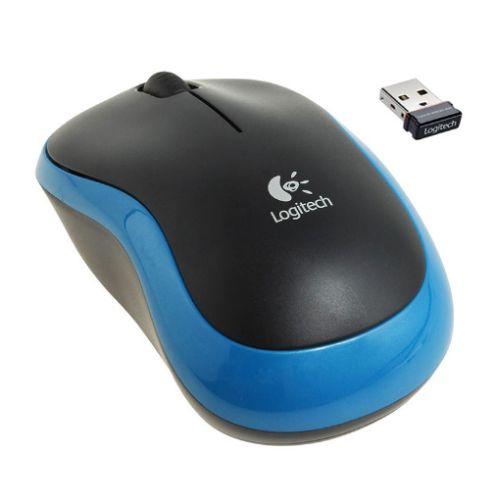 Logitech M185 Wireless Notebook Mouse, USB Nano Receiver, Black/Blue-Mice-Gigante Computers
