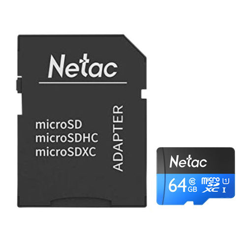 Netac P500 64GB MicroSDXC Card with SD Adapter, U1 Class 10, Up to 90MB/s-Memory Cards-Gigante Computers