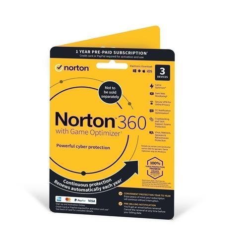 Norton 360 with Game Optimizer 2022 3 Devices 1-year subscription - Attach Card-Anti-Virus-Gigante Computers