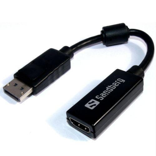 Sandberg DisplayPort Male to Female HDMI Converter Cable, Black, 5 Year Warranty-Display/Visual-Gigante Computers