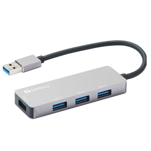Sandberg External 4-Port USB 3.0 Pocket Hub, Saver, Aluminium, USB Powered, 5 Year Warranty-USB Hubs-Gigante Computers