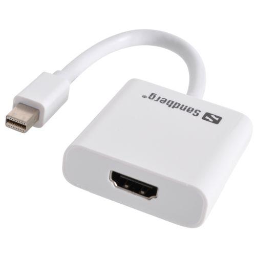 Sandberg Mini DisplayPort Male to HDMI Female Converter Cable, White, 5 Year Warranty-Display/Visual-Gigante Computers