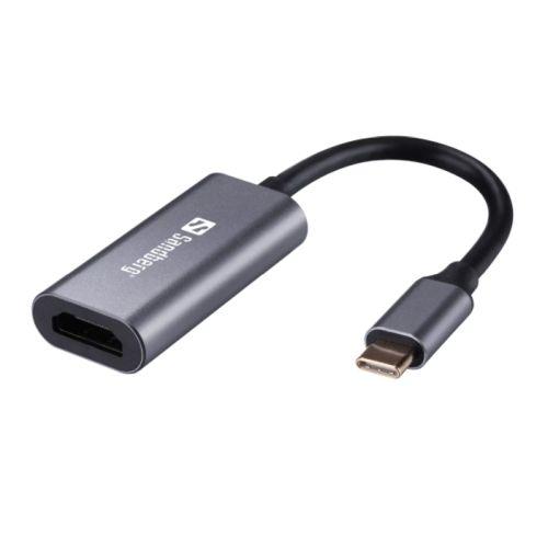 Sandberg USB-C Male to HDMI Female Converter, Aluminium Case, 5 Year Warranty-Display/Visual-Gigante Computers