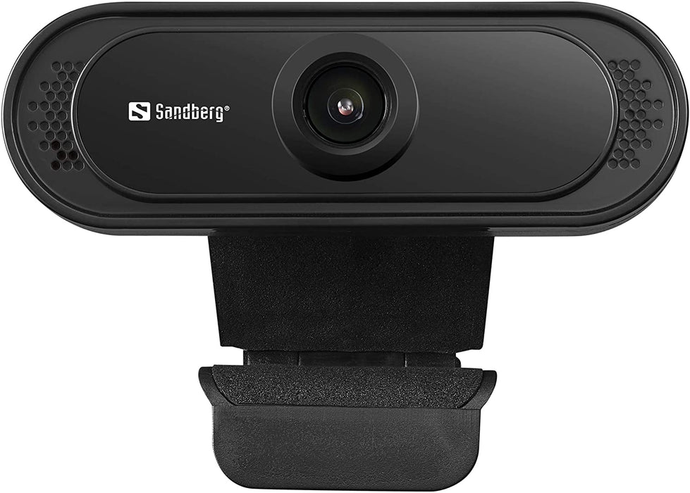 Sandberg USB FHD 2MP Webcam with Mic, 1080p, 30fps, Glass Lens, 60°, Clip-on/Stand, 5 Year Warranty-Webcams-Gigante Computers