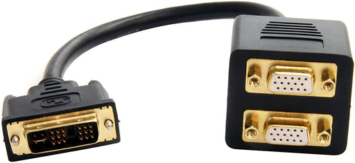 StarTech DVI-I (M) to 2 x VGA (F + F) 0.3m Black Splitter Display Cable-Monitor Cables-Gigante Computers