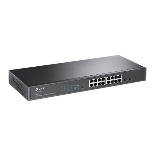 TP-LINK (TL-SG2218) JetStream 16-Port Gigabit Smart Switch with 2 SFP Slots, L2/L3/L4 QoS, Fanless, Rackmountable-Switches-Gigante Computers