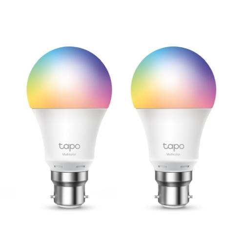 TP-LINK (Tapo L530B 2-Pack) Wi-Fi LED Smart Multicolour Light Bulb, Dimmable, App/Voice Control, Bayonet Fitting-Smart Home-Gigante Computers