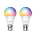TP-LINK (Tapo L530B 2-Pack) Wi-Fi LED Smart Multicolour Light Bulb, Dimmable, App/Voice Control, Bayonet Fitting-Smart Home-Gigante Computers