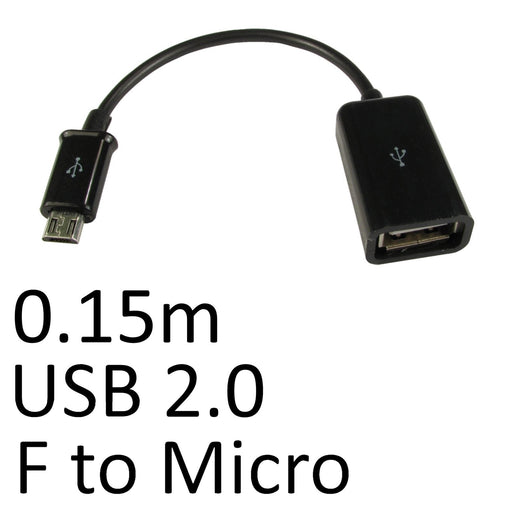 USB 2.0 A (F) to USB 2.0 Micro B (M) 0.15m Black OEM Data Adapter-Data Cables-Gigante Computers