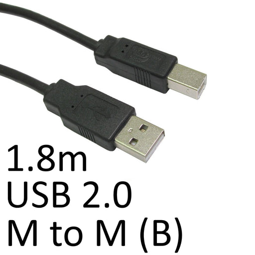 USB 2.0 A (M) to USB 2.0 B (M) 1.8m Black OEM Printer/Scanner Data Cable-External-Gigante Computers