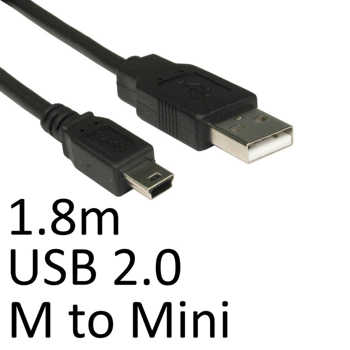 USB 2.0 A (M) to USB 2.0 Mini B (M) 1.8m Black OEM Data Cable-Data Cables-Gigante Computers