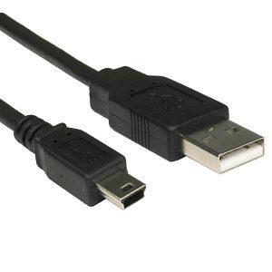USB 2.0 A-Male to Mini B Cable 5 Pin 1m Black-Data Cables-Gigante Computers