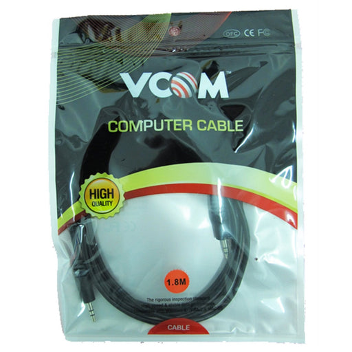 VCOM 3.5mm (M) Stereo Jack to 3.5mm (M) Stereo Jack 1.8m Black Retail Packaged Cable-Audio Visual-Gigante Computers